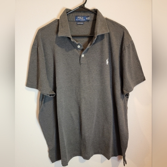 Mens Custom Slim Fit Charcoal Gray Ralph Lauren Polo Shirt Size XXL - Picture 2 of 5